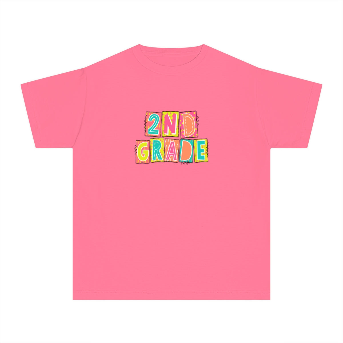 2nd Grade Neon Blocks Youth Short Sleeve Tee