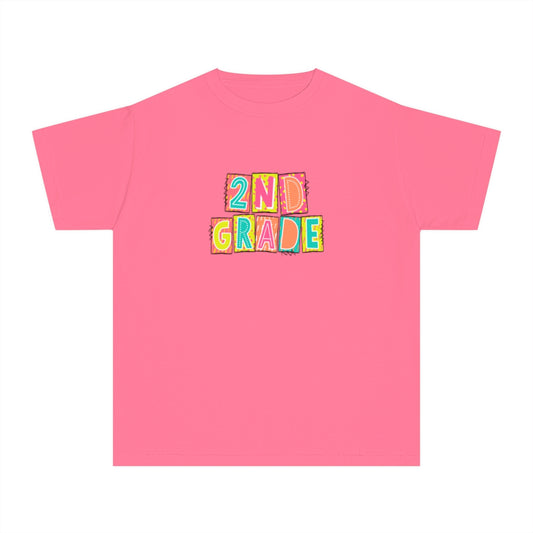 2nd Grade Neon Blocks Youth Short Sleeve Tee