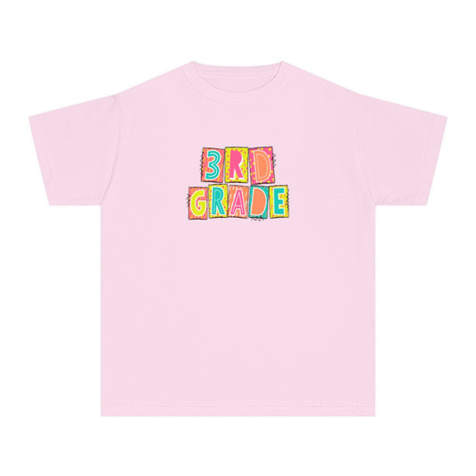 3rd Grade Neon Blocks Youth Short Sleeve Tee