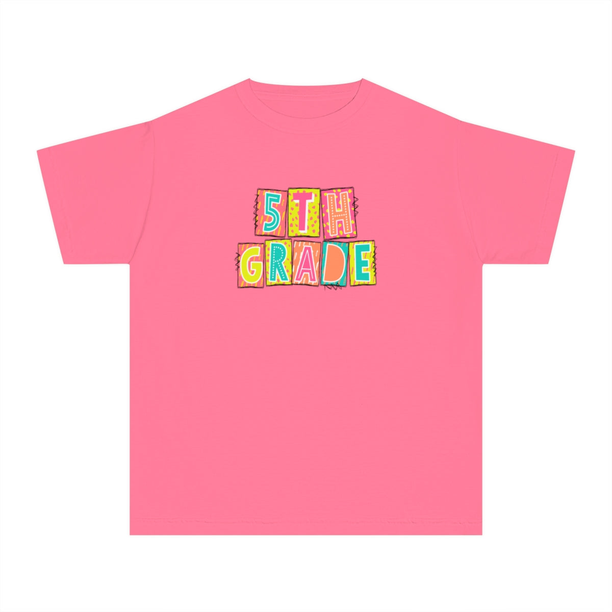 5th Grade Neon Blocks Youth Short Sleeve Tee