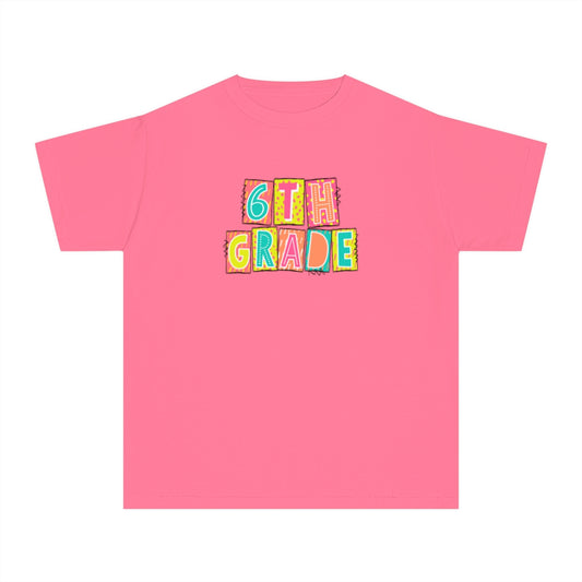 6th Grade Neon Blocks Youth Short Sleeve Tee