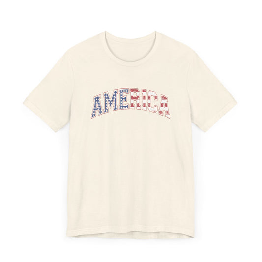America Varsity Flag Distressed Short Sleeve Tee