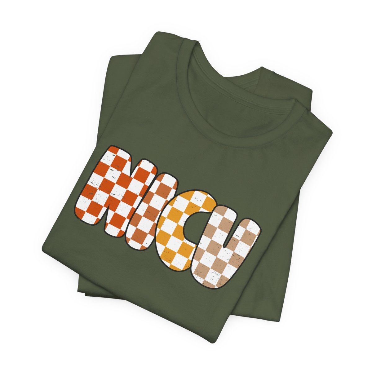 NICU Checkered Fall Distressed Short Sleeve Tee