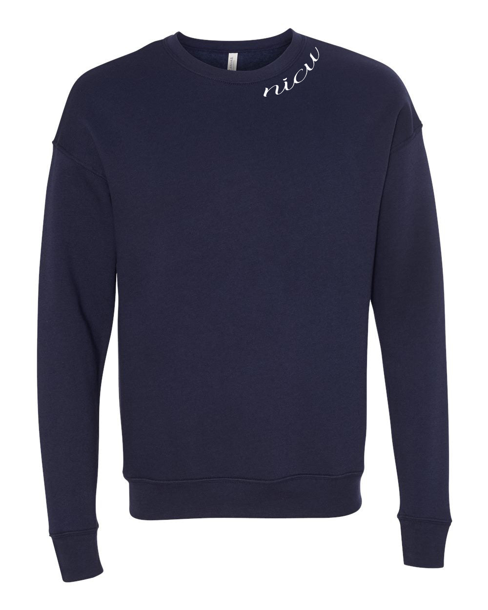 NICU Collar White Script Long Sleeve Sweatshirt